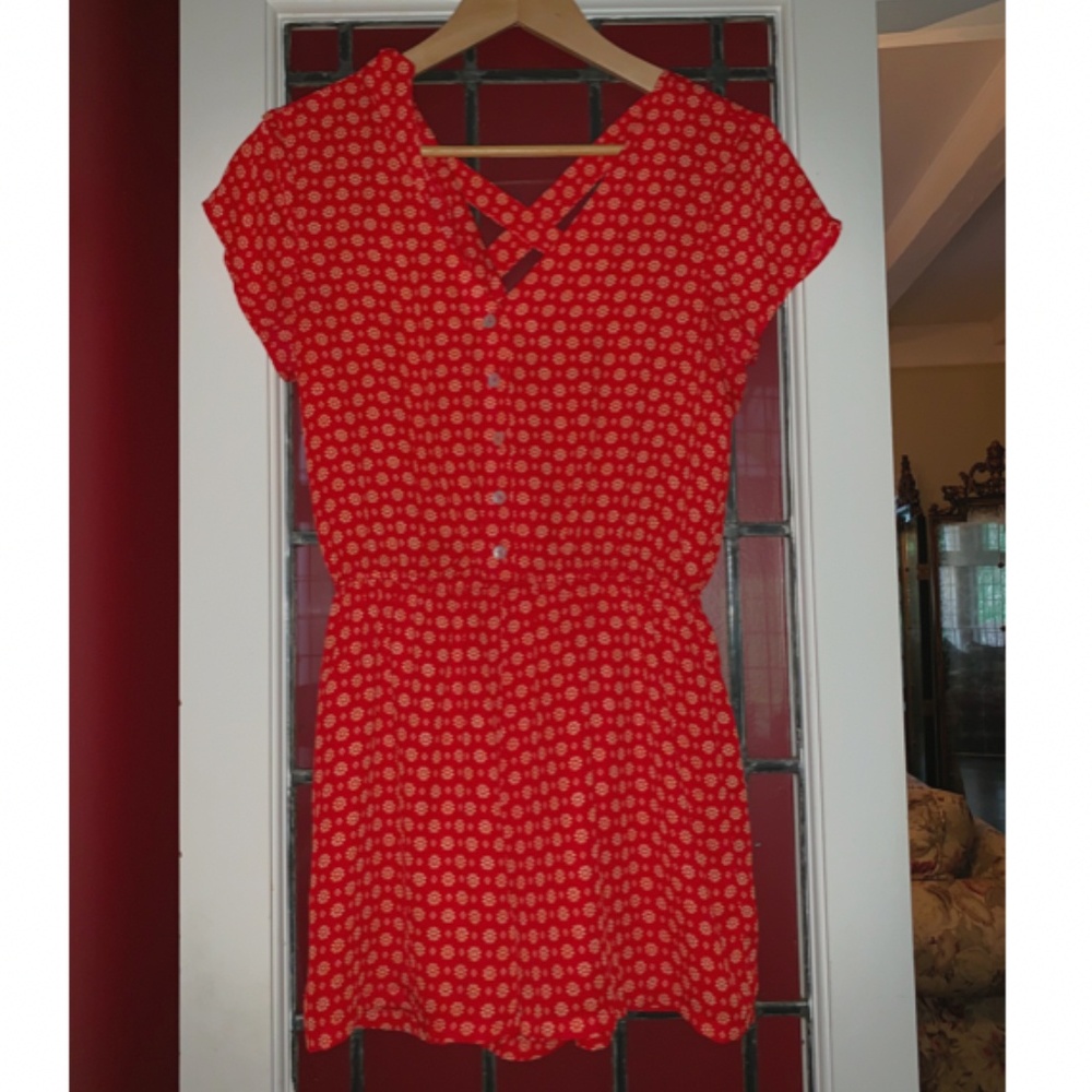 AS U Wish Romper | Red with Floral Pattern